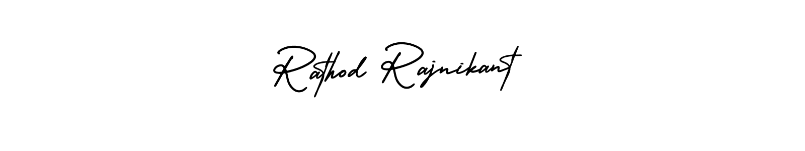 The best way (AmerikaSignatureDemo-Regular) to make a short signature is to pick only two or three words in your name. The name Rathod Rajnikant include a total of six letters. For converting this name. Rathod Rajnikant signature style 3 images and pictures png