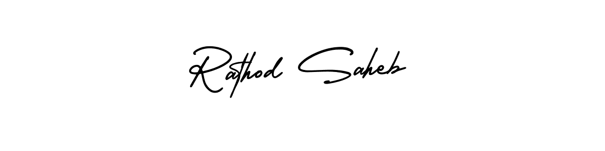 This is the best signature style for the Rathod Saheb name. Also you like these signature font (AmerikaSignatureDemo-Regular). Mix name signature. Rathod Saheb signature style 3 images and pictures png