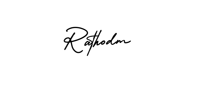 Use a signature maker to create a handwritten signature online. With this signature software, you can design (AmerikaSignatureDemo-Regular) your own signature for name Rathodm. Rathodm signature style 3 images and pictures png