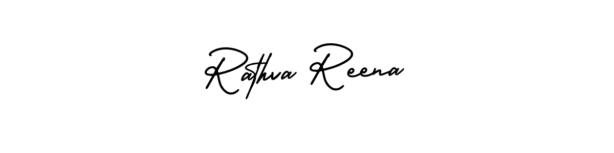 Make a short Rathva Reena signature style. Manage your documents anywhere anytime using AmerikaSignatureDemo-Regular. Create and add eSignatures, submit forms, share and send files easily. Rathva Reena signature style 3 images and pictures png