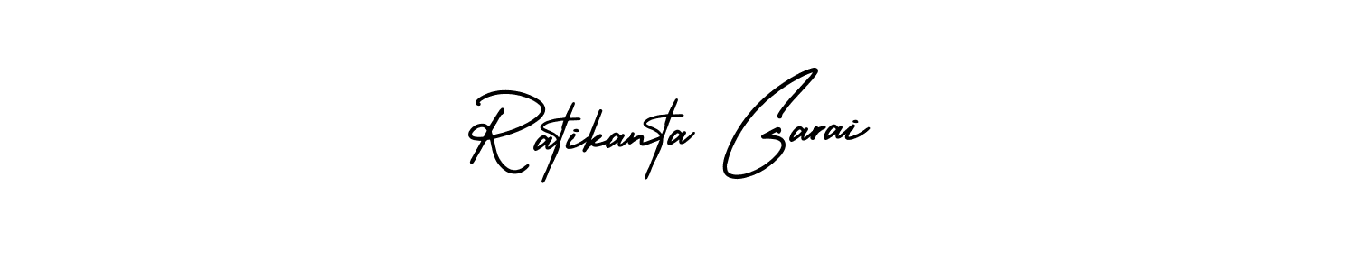 You should practise on your own different ways (AmerikaSignatureDemo-Regular) to write your name (Ratikanta Garai) in signature. don't let someone else do it for you. Ratikanta Garai signature style 3 images and pictures png