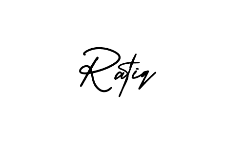 How to make Ratiq name signature. Use AmerikaSignatureDemo-Regular style for creating short signs online. This is the latest handwritten sign. Ratiq signature style 3 images and pictures png