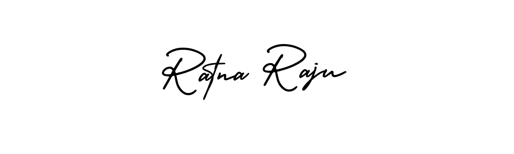 You should practise on your own different ways (AmerikaSignatureDemo-Regular) to write your name (Ratna Raju) in signature. don't let someone else do it for you. Ratna Raju signature style 3 images and pictures png