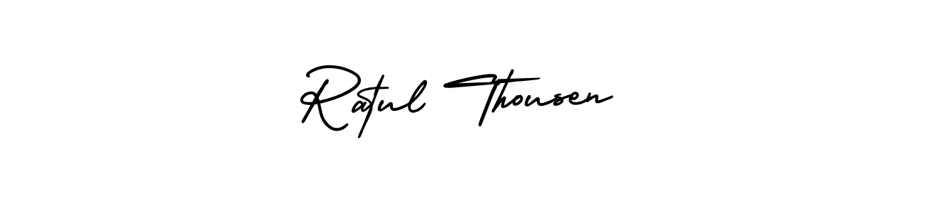 Ratul Thousen stylish signature style. Best Handwritten Sign (AmerikaSignatureDemo-Regular) for my name. Handwritten Signature Collection Ideas for my name Ratul Thousen. Ratul Thousen signature style 3 images and pictures png