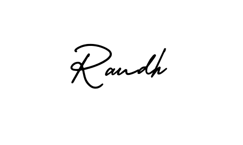 It looks lik you need a new signature style for name Raudh. Design unique handwritten (AmerikaSignatureDemo-Regular) signature with our free signature maker in just a few clicks. Raudh signature style 3 images and pictures png