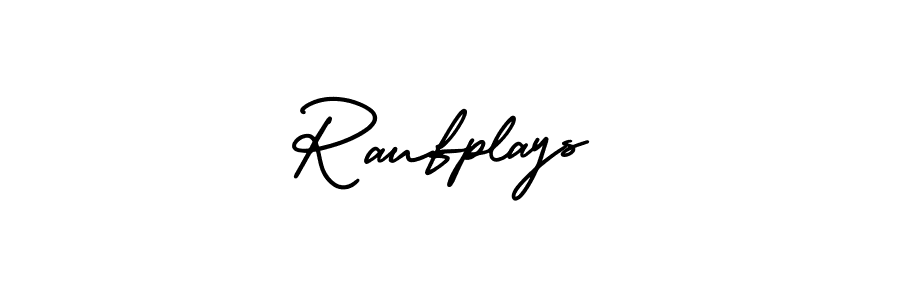 The best way (AmerikaSignatureDemo-Regular) to make a short signature is to pick only two or three words in your name. The name Raufplays include a total of six letters. For converting this name. Raufplays signature style 3 images and pictures png