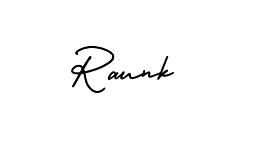 Use a signature maker to create a handwritten signature online. With this signature software, you can design (AmerikaSignatureDemo-Regular) your own signature for name Raunk. Raunk signature style 3 images and pictures png