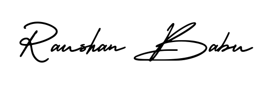 A dynamic signature style for Raushan Babu using AmerikaSignatureDemo-Regular script. Designed to look authentic, handwritten, and professional. Raushan Babu signature style 3 images and pictures png
