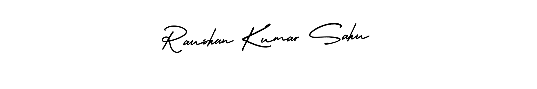 The best way (AmerikaSignatureDemo-Regular) to make a short signature is to pick only two or three words in your name. The name Raushan Kumar Sahu include a total of six letters. For converting this name. Raushan Kumar Sahu signature style 3 images and pictures png
