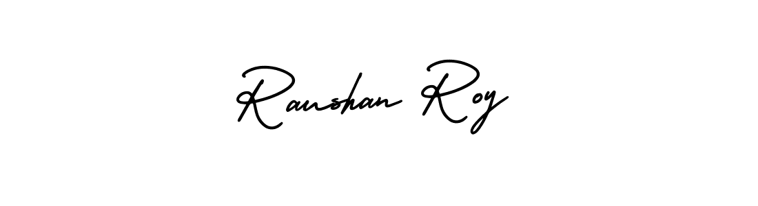 You should practise on your own different ways (AmerikaSignatureDemo-Regular) to write your name (Raushan Roy) in signature. don't let someone else do it for you. Raushan Roy signature style 3 images and pictures png