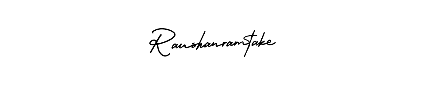 The best way (AmerikaSignatureDemo-Regular) to make a short signature is to pick only two or three words in your name. The name Raushanramtake include a total of six letters. For converting this name. Raushanramtake signature style 3 images and pictures png