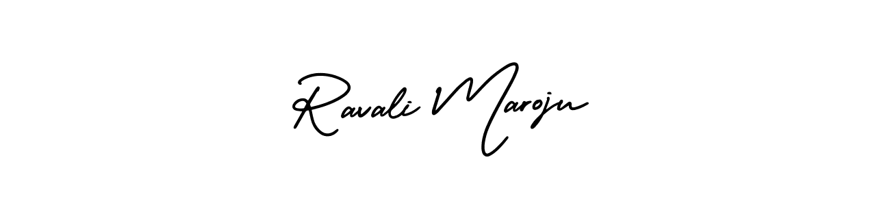 How to make Ravali Maroju name signature. Use AmerikaSignatureDemo-Regular style for creating short signs online. This is the latest handwritten sign. Ravali Maroju signature style 3 images and pictures png