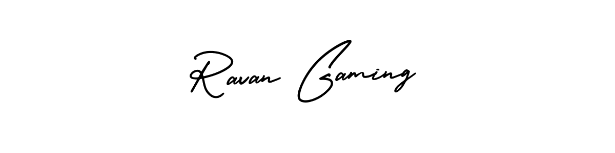 How to make Ravan Gaming name signature. Use AmerikaSignatureDemo-Regular style for creating short signs online. This is the latest handwritten sign. Ravan Gaming signature style 3 images and pictures png