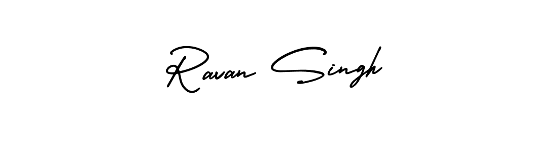 How to make Ravan Singh name signature. Use AmerikaSignatureDemo-Regular style for creating short signs online. This is the latest handwritten sign. Ravan Singh signature style 3 images and pictures png