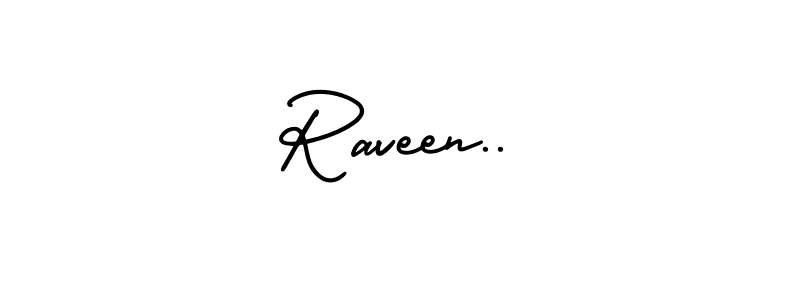 The best way (AmerikaSignatureDemo-Regular) to make a short signature is to pick only two or three words in your name. The name Raveen.. include a total of six letters. For converting this name. Raveen.. signature style 3 images and pictures png