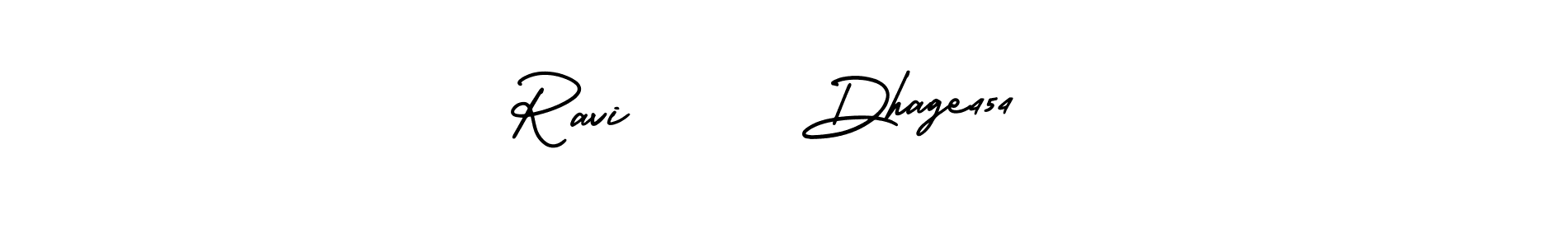 The best way (AmerikaSignatureDemo-Regular) to make a short signature is to pick only two or three words in your name. The name Ravi      Dhage454  include a total of six letters. For converting this name. Ravi      Dhage454  signature style 3 images and pictures png