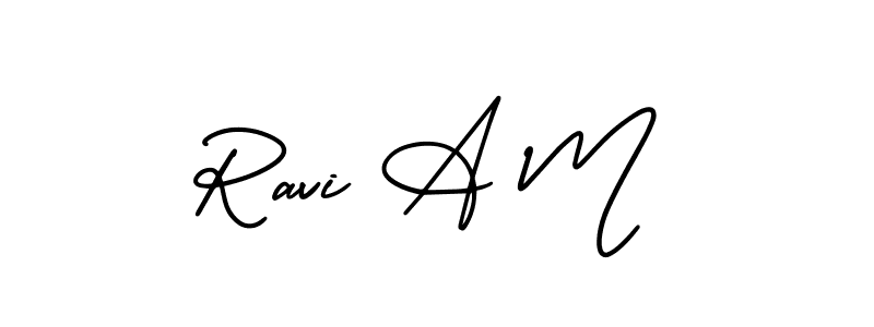 The best way (AmerikaSignatureDemo-Regular) to make a short signature is to pick only two or three words in your name. The name Ravi A M include a total of six letters. For converting this name. Ravi A M signature style 3 images and pictures png