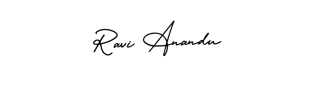 This is the best signature style for the Ravi Anandu name. Also you like these signature font (AmerikaSignatureDemo-Regular). Mix name signature. Ravi Anandu signature style 3 images and pictures png