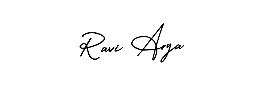 The best way (AmerikaSignatureDemo-Regular) to make a short signature is to pick only two or three words in your name. The name Ravi Arya include a total of six letters. For converting this name. Ravi Arya signature style 3 images and pictures png