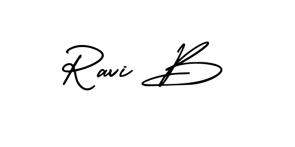 Ravi B stylish signature style. Best Handwritten Sign (AmerikaSignatureDemo-Regular) for my name. Handwritten Signature Collection Ideas for my name Ravi B. Ravi B signature style 3 images and pictures png
