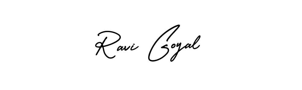 You should practise on your own different ways (AmerikaSignatureDemo-Regular) to write your name (Ravi Goyal) in signature. don't let someone else do it for you. Ravi Goyal signature style 3 images and pictures png