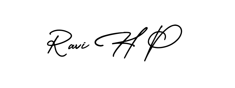 How to make Ravi H P name signature. Use AmerikaSignatureDemo-Regular style for creating short signs online. This is the latest handwritten sign. Ravi H P signature style 3 images and pictures png