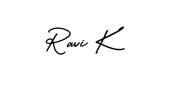 How to make Ravi K signature? AmerikaSignatureDemo-Regular is a professional autograph style. Create handwritten signature for Ravi K name. Ravi K signature style 3 images and pictures png