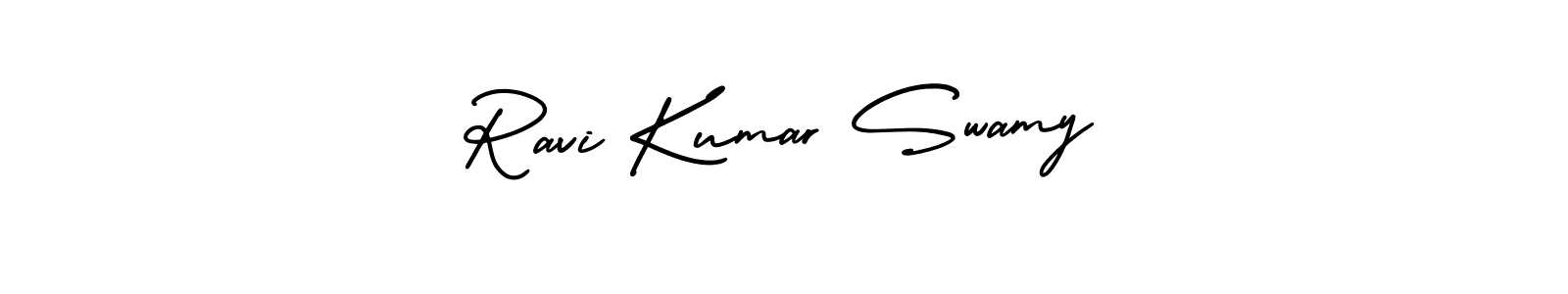 The best way (AmerikaSignatureDemo-Regular) to make a short signature is to pick only two or three words in your name. The name Ravi Kumar Swamy include a total of six letters. For converting this name. Ravi Kumar Swamy signature style 3 images and pictures png