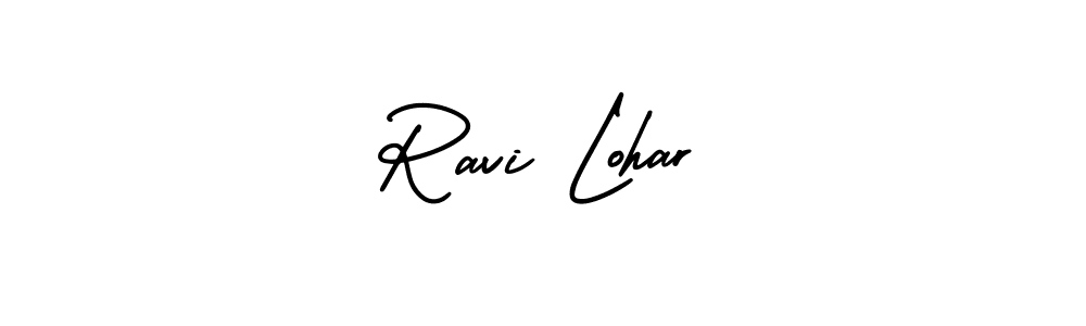 The best way (AmerikaSignatureDemo-Regular) to make a short signature is to pick only two or three words in your name. The name Ravi Lohar include a total of six letters. For converting this name. Ravi Lohar signature style 3 images and pictures png