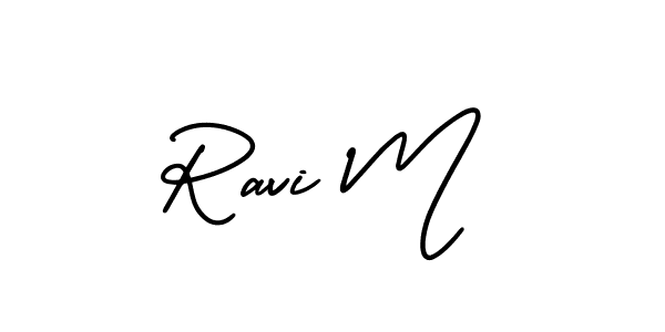 How to Draw Ravi M signature style? AmerikaSignatureDemo-Regular is a latest design signature styles for name Ravi M. Ravi M signature style 3 images and pictures png