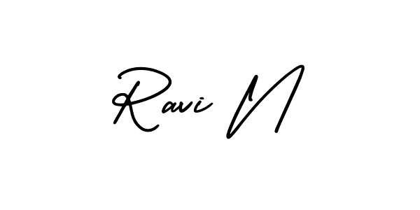 Make a beautiful signature design for name Ravi N. With this signature (AmerikaSignatureDemo-Regular) style, you can create a handwritten signature for free. Ravi N signature style 3 images and pictures png