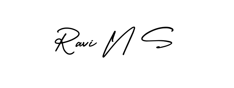 Make a beautiful signature design for name Ravi N S. With this signature (AmerikaSignatureDemo-Regular) style, you can create a handwritten signature for free. Ravi N S signature style 3 images and pictures png