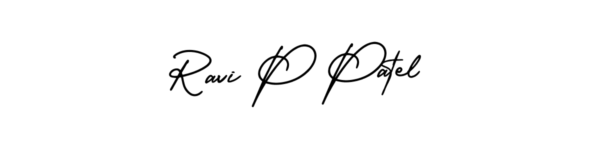 The best way (AmerikaSignatureDemo-Regular) to make a short signature is to pick only two or three words in your name. The name Ravi P Patel include a total of six letters. For converting this name. Ravi P Patel signature style 3 images and pictures png