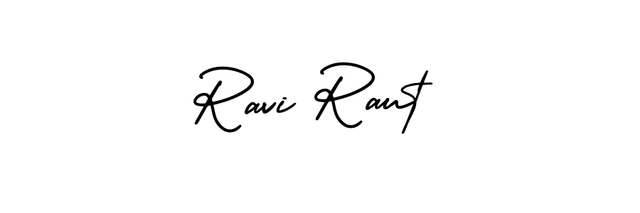 You should practise on your own different ways (AmerikaSignatureDemo-Regular) to write your name (Ravi Raut) in signature. don't let someone else do it for you. Ravi Raut signature style 3 images and pictures png
