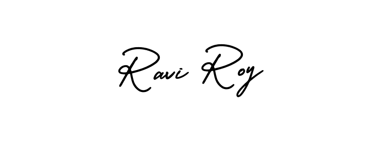 The best way (AmerikaSignatureDemo-Regular) to make a short signature is to pick only two or three words in your name. The name Ravi Roy include a total of six letters. For converting this name. Ravi Roy signature style 3 images and pictures png