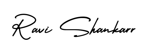 The AmerikaSignatureDemo-Regular handwriting style adds charm and authenticity to name Ravi Shankarr. A wonderful choice for personal thank-you notes. Ravi Shankarr signature style 3 images and pictures png