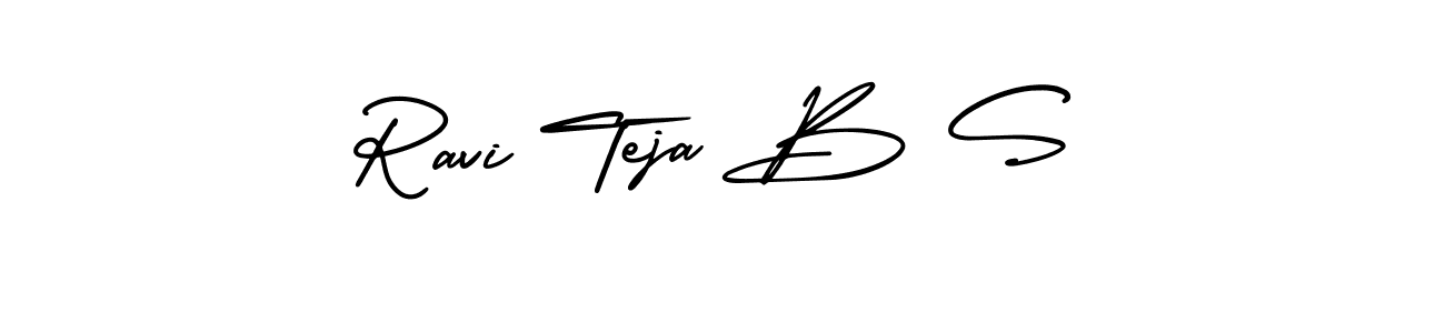 This is the best signature style for the Ravi Teja B S name. Also you like these signature font (AmerikaSignatureDemo-Regular). Mix name signature. Ravi Teja B S signature style 3 images and pictures png