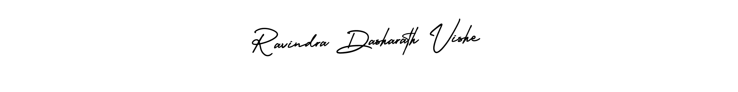 You should practise on your own different ways (AmerikaSignatureDemo-Regular) to write your name (Ravindra Dasharath Vishe) in signature. don't let someone else do it for you. Ravindra Dasharath Vishe signature style 3 images and pictures png