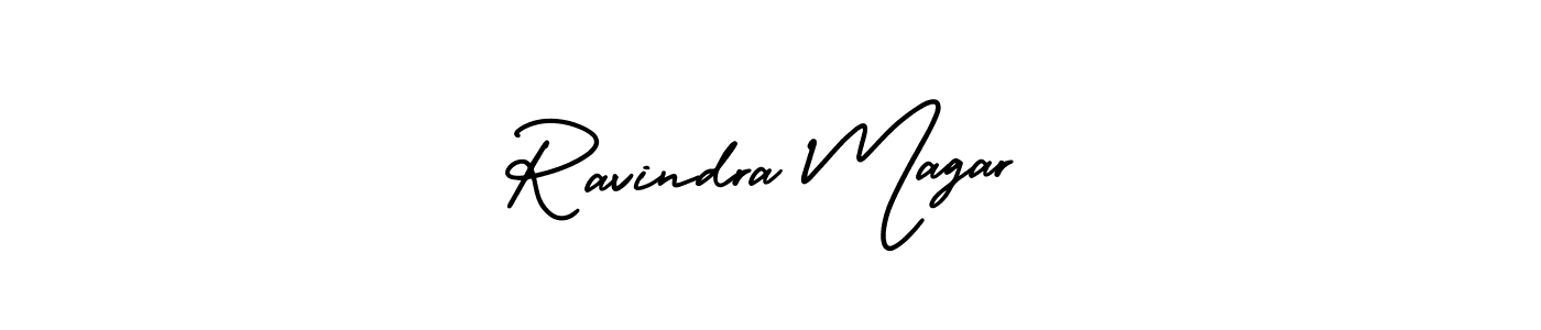 How to make Ravindra Magar name signature. Use AmerikaSignatureDemo-Regular style for creating short signs online. This is the latest handwritten sign. Ravindra Magar signature style 3 images and pictures png