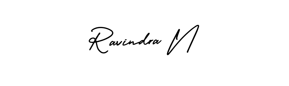 This is the best signature style for the Ravindra N name. Also you like these signature font (AmerikaSignatureDemo-Regular). Mix name signature. Ravindra N signature style 3 images and pictures png