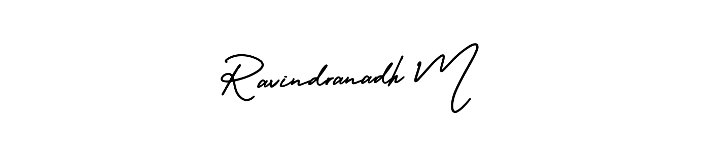 if you are searching for the best signature style for your name Ravindranadh M. so please give up your signature search. here we have designed multiple signature styles  using AmerikaSignatureDemo-Regular. Ravindranadh M signature style 3 images and pictures png