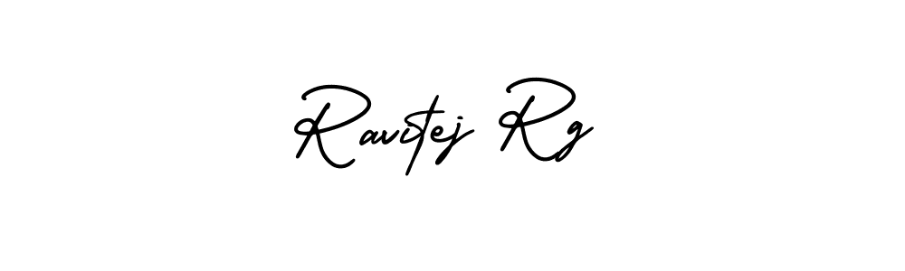 You should practise on your own different ways (AmerikaSignatureDemo-Regular) to write your name (Ravitej Rg) in signature. don't let someone else do it for you. Ravitej Rg signature style 3 images and pictures png