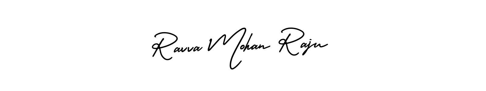 You should practise on your own different ways (AmerikaSignatureDemo-Regular) to write your name (Ravva Mohan Raju) in signature. don't let someone else do it for you. Ravva Mohan Raju signature style 3 images and pictures png