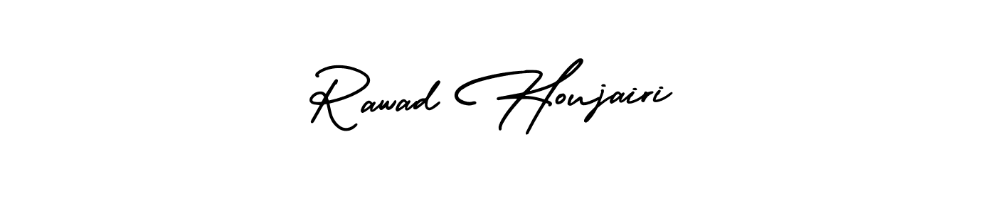 You should practise on your own different ways (AmerikaSignatureDemo-Regular) to write your name (Rawad Houjairi) in signature. don't let someone else do it for you. Rawad Houjairi signature style 3 images and pictures png