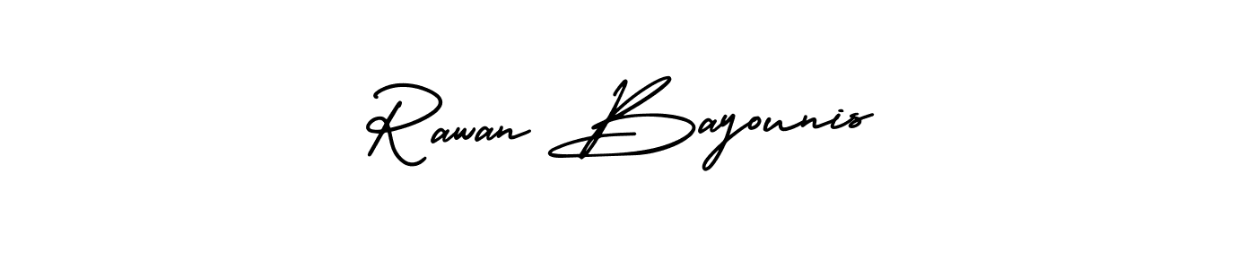 AmerikaSignatureDemo-Regular is a professional signature style that is perfect for those who want to add a touch of class to their signature. It is also a great choice for those who want to make their signature more unique. Get Rawan Bayounis name to fancy signature for free. Rawan Bayounis signature style 3 images and pictures png