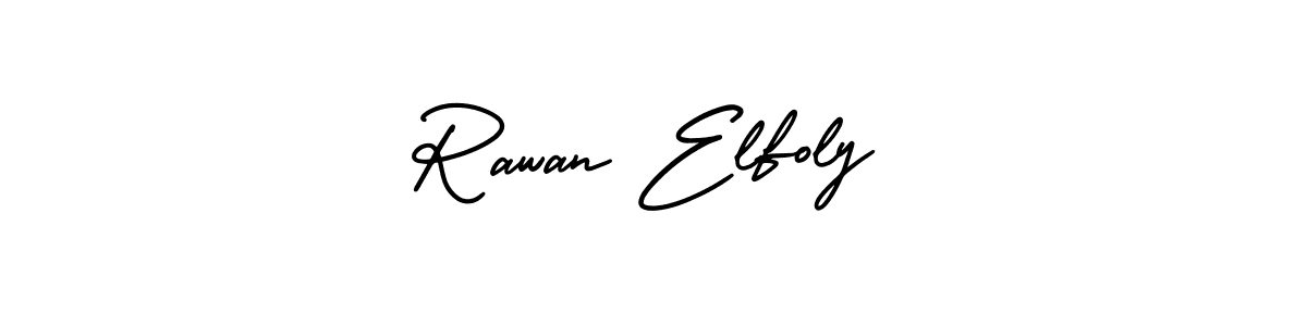 Rawan Elfoly stylish signature style. Best Handwritten Sign (AmerikaSignatureDemo-Regular) for my name. Handwritten Signature Collection Ideas for my name Rawan Elfoly. Rawan Elfoly signature style 3 images and pictures png