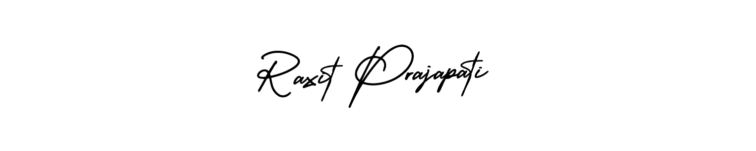 This is the best signature style for the Raxit Prajapati name. Also you like these signature font (AmerikaSignatureDemo-Regular). Mix name signature. Raxit Prajapati signature style 3 images and pictures png
