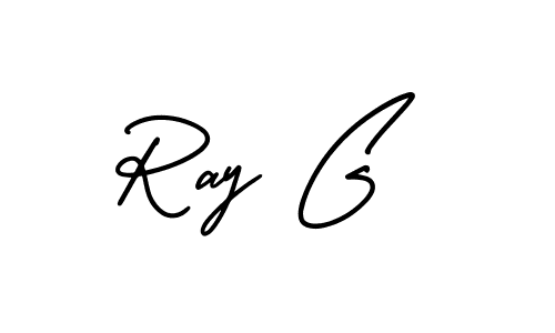 How to make Ray G name signature. Use AmerikaSignatureDemo-Regular style for creating short signs online. This is the latest handwritten sign. Ray G signature style 3 images and pictures png
