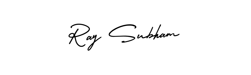 Similarly AmerikaSignatureDemo-Regular is the best handwritten signature design. Signature creator online .You can use it as an online autograph creator for name Ray Subham. Ray Subham signature style 3 images and pictures png