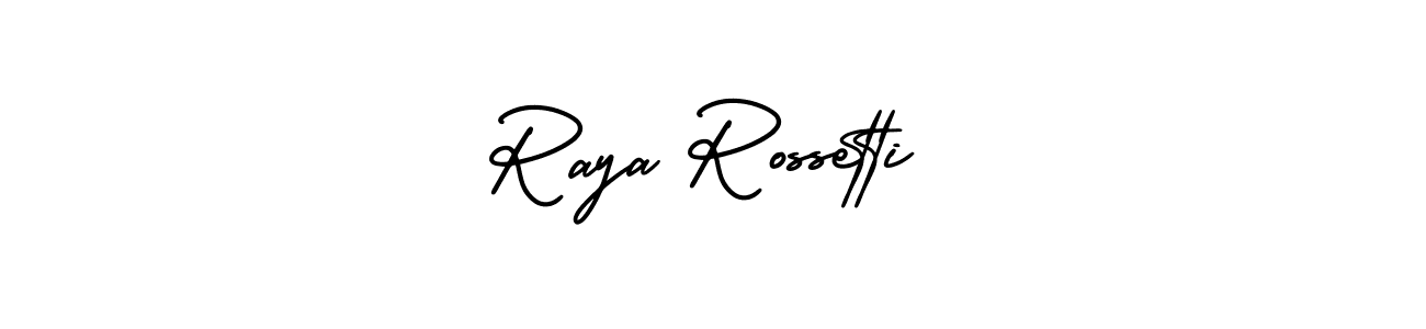 How to make Raya Rossetti name signature. Use AmerikaSignatureDemo-Regular style for creating short signs online. This is the latest handwritten sign. Raya Rossetti signature style 3 images and pictures png